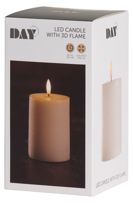 Kubbelys med 3D LED-flamme H10 cm
